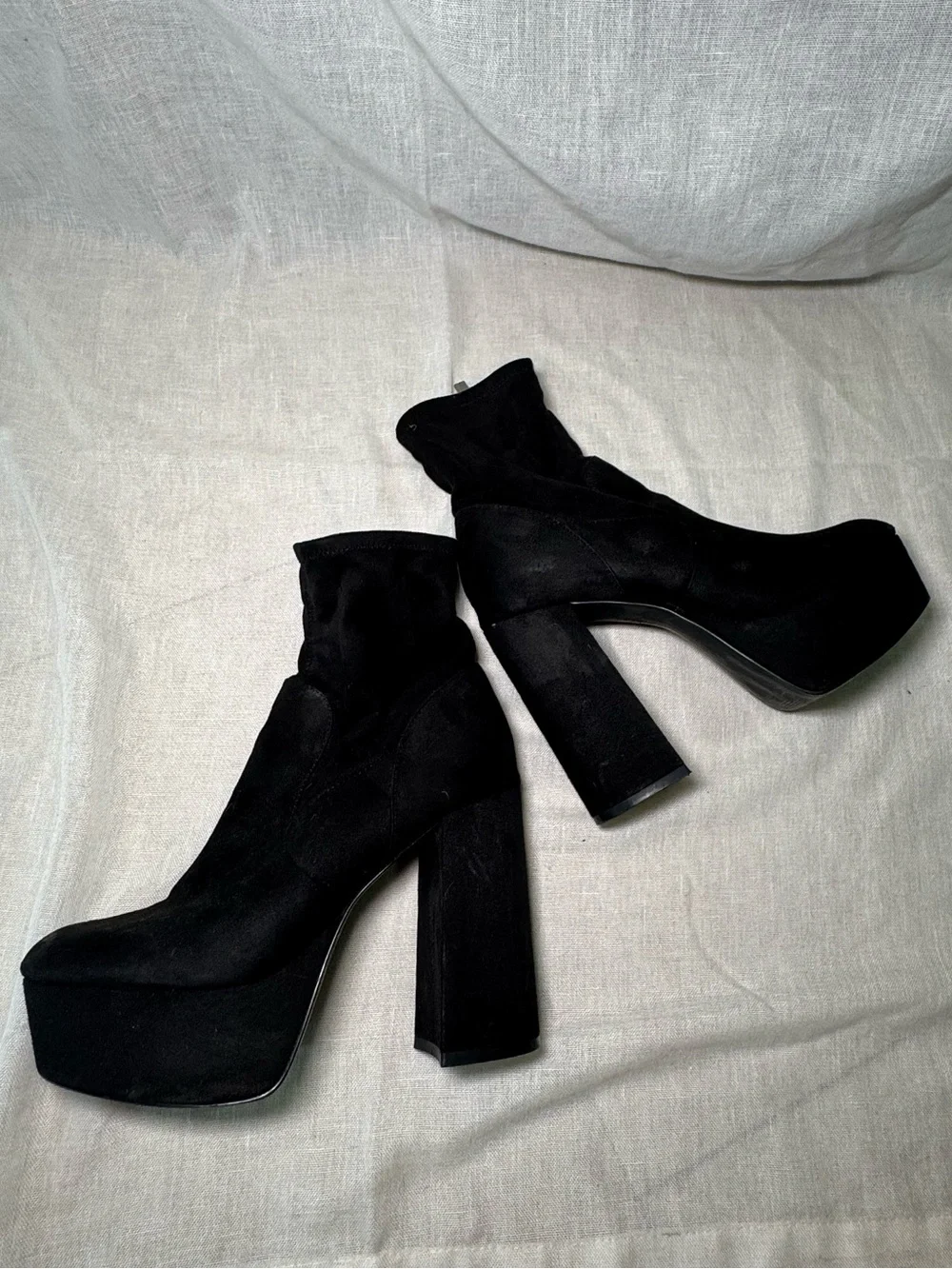 Women's Black Platform Block Heel Ankle Boots